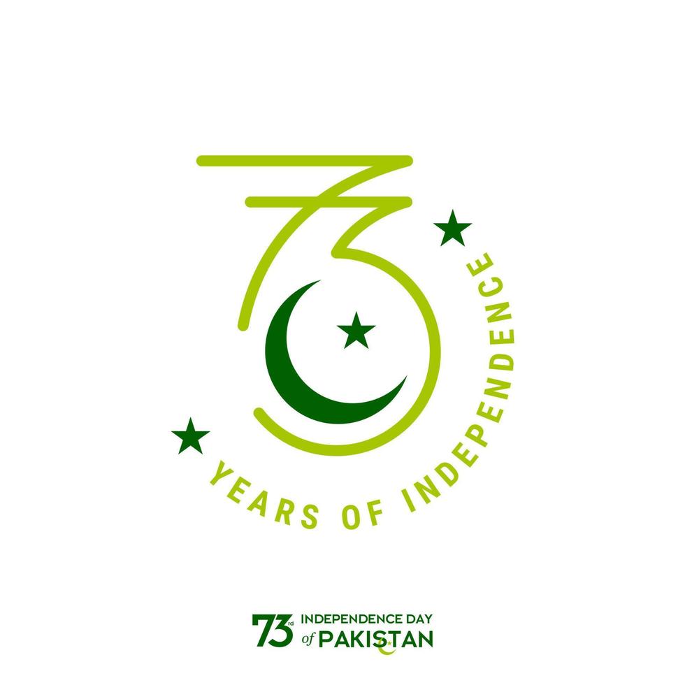 Pakistan Independence Day Typography Design Creative Typography of 73rd Happy Independence Day of Pakistan Vector Template Design Illustration