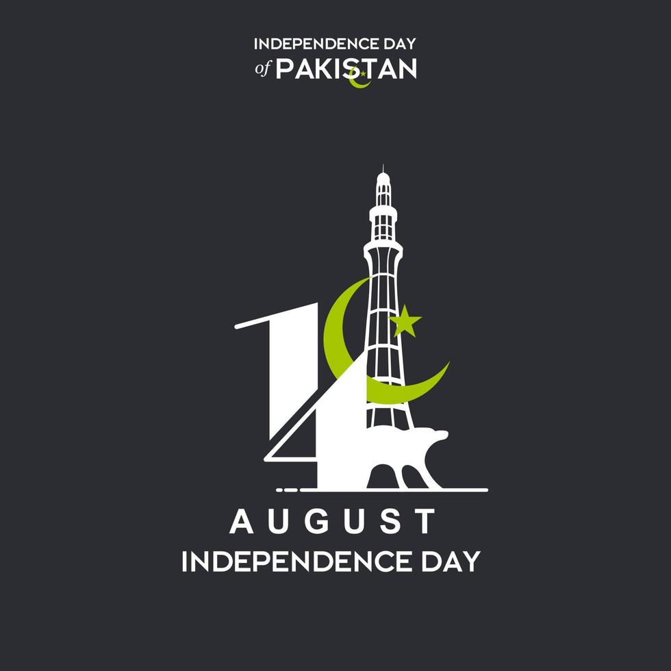 diseño de tipografía del día de la independencia de pakistán tipografía creativa del 73.º feliz día de la independencia de pakistán ilustración de diseño de plantilla vectorial vector