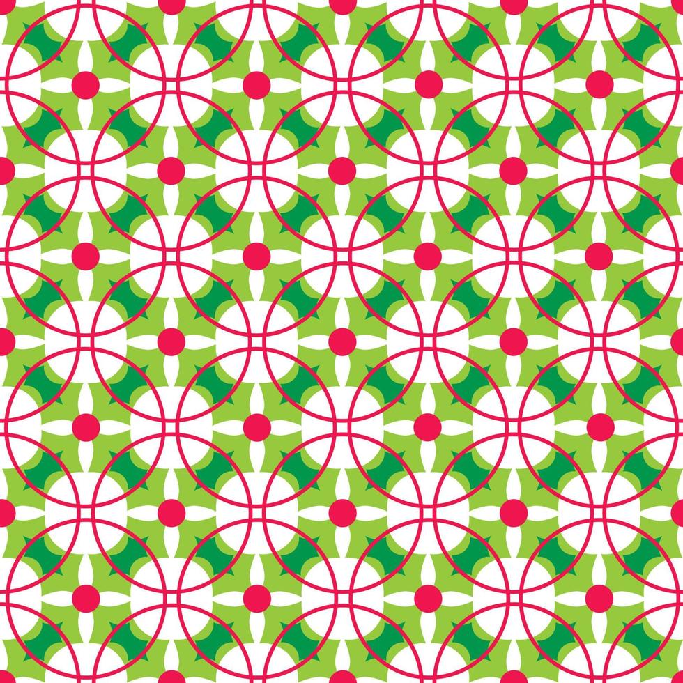 Seamless pattern of Geometric Christmas Holly leaves -Christmas Vector Design