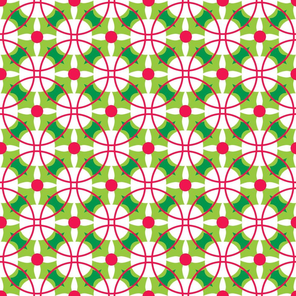 Seamless pattern of Geometric Christmas Holly leaves -Christmas Vector Design