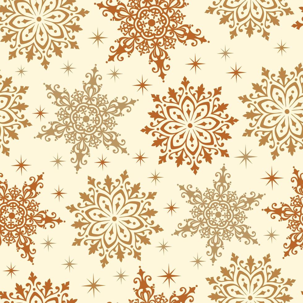 Seamless pattern of Elegant Snowflakes, Champagne and Gold Snowflakes-Christmas Vector Design