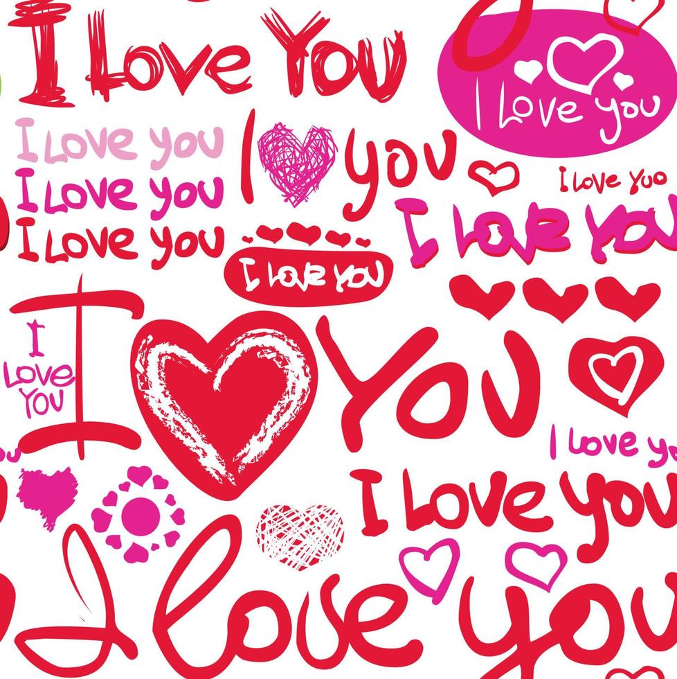 Seamless Pattern of Valentine's Day Wordings - Valentines' Vector Design