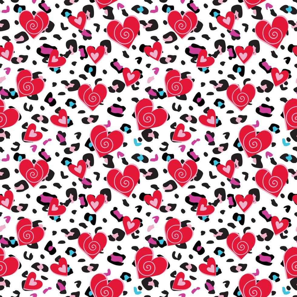 Seamless Pattern of Valentine's day with animals print on heart-Valentine's vector design