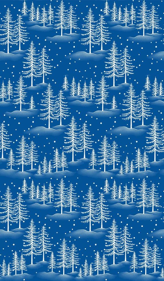 Seamless pattern of White Pine Tree with Snow-Christmas vector design