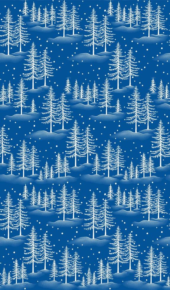 Seamless pattern of White Pine Tree with Snow-Christmas vector design