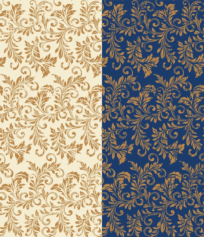 Seamless pattern of Damask, Elegant Scroll with Ivory and Blue Background vector