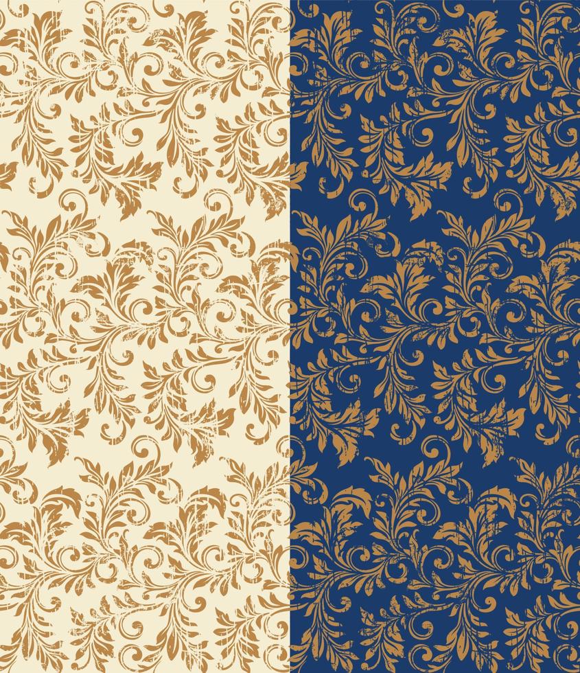 Seamless pattern of Damask, Elegant Scroll with Ivory and Blue Background vector