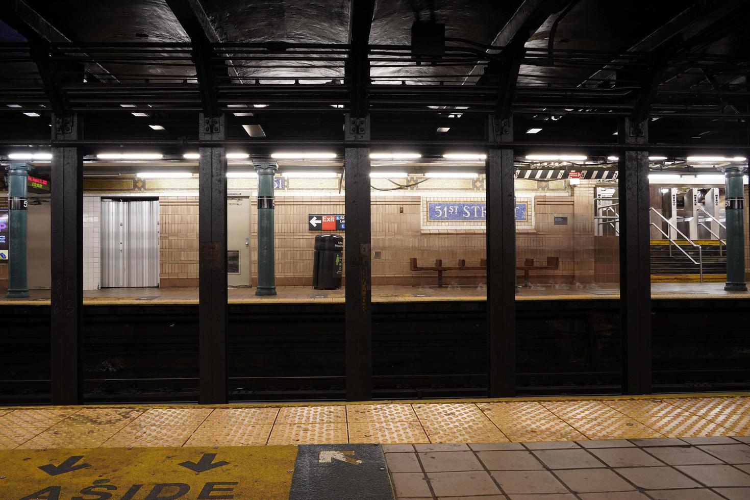 New york city subway moving train at 51 st station, 2022 photo