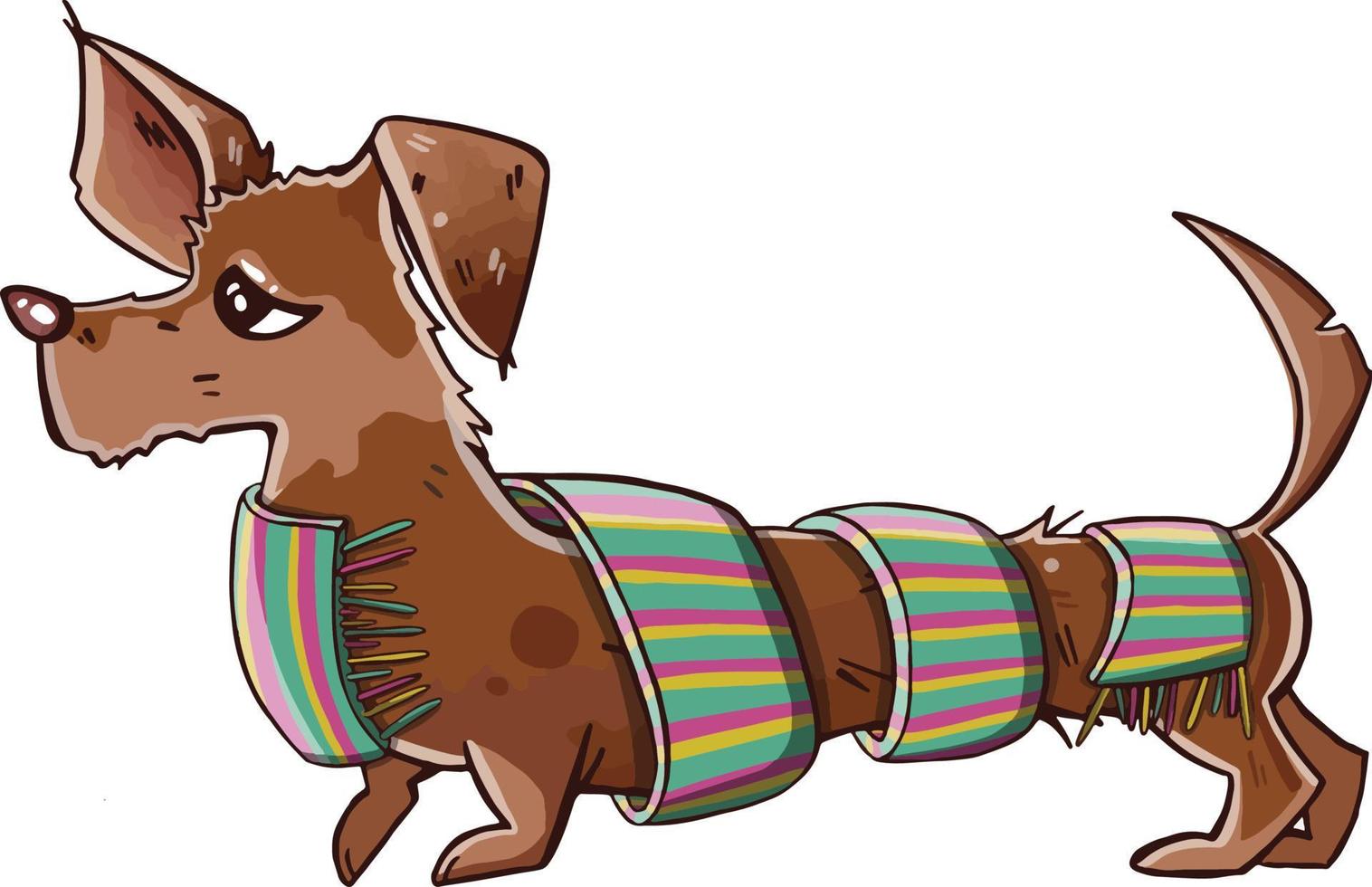 Funny dachshund in a scarf. Hand-drawn. High quality illustration vector