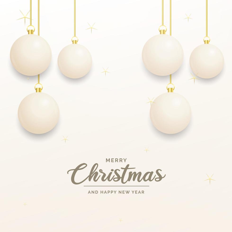 decoración navideña festiva bolas de navidad blancas y doradas para el sitio web. redes sociales. blog o tu canal de videos vector