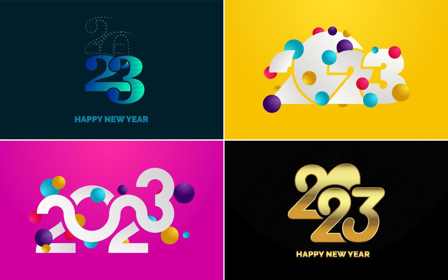 Happy New Year 2023 text design Pack. for Brochure design template. card. banner vector