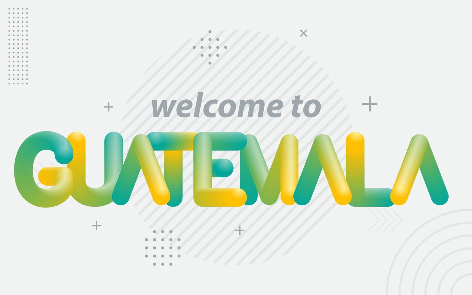 bienvenido a guatemala. tipografía creativa con efecto de mezcla 3d vector