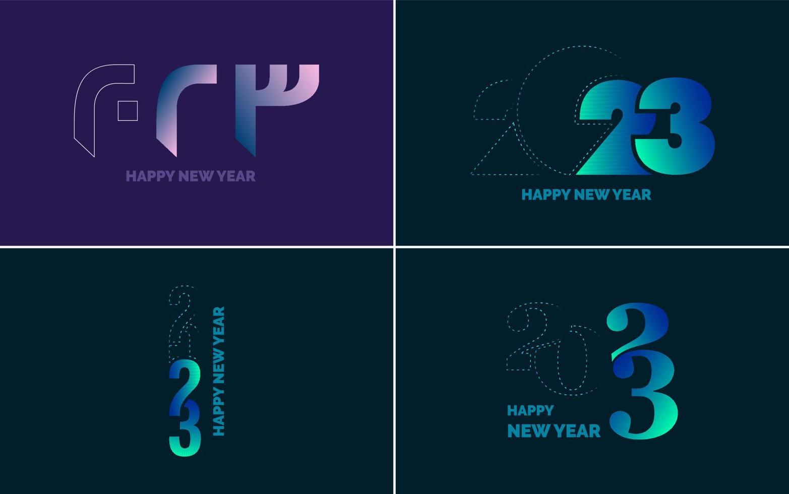 Set of logo design 2023 Happy New Year. 2023 number design template. Christmas decor 2023 Happy New Year symbols. Modern Xmas design for banner. social network. cover and calendar vector