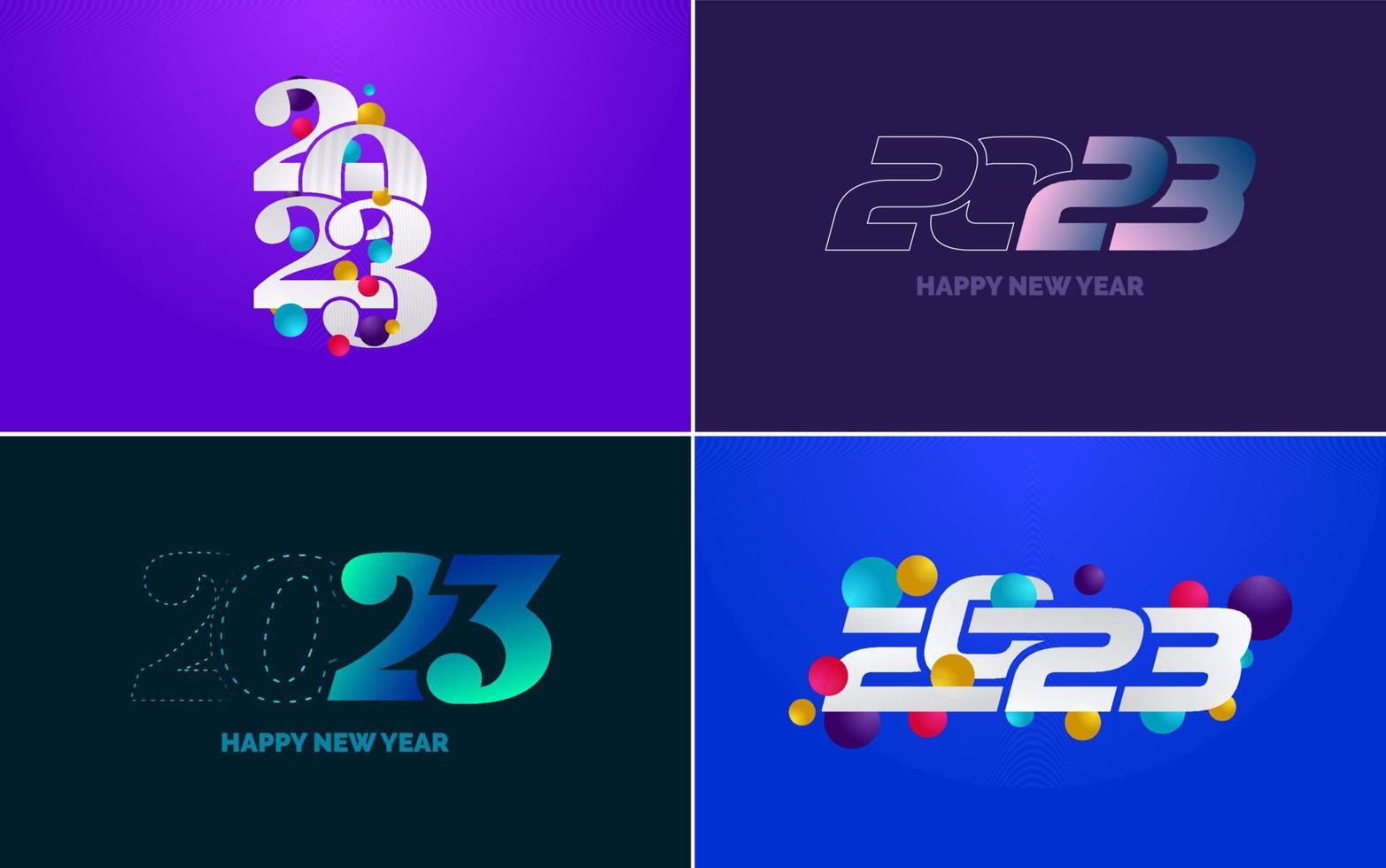 Happy New Year 2023 text design Pack. for Brochure design template. card. banner vector