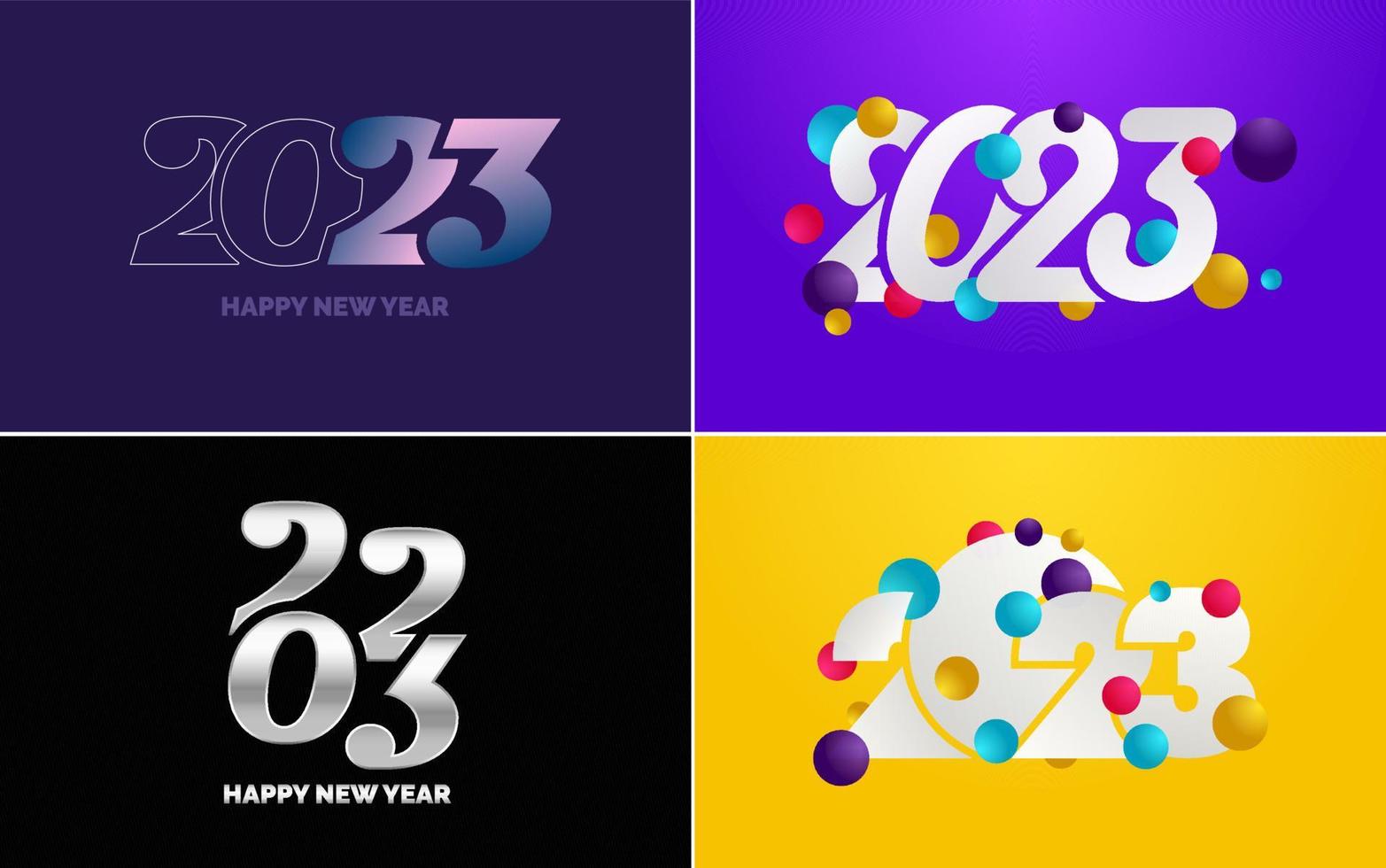Happy New Year 2023 text design Pack. for Brochure design template. card. banner vector