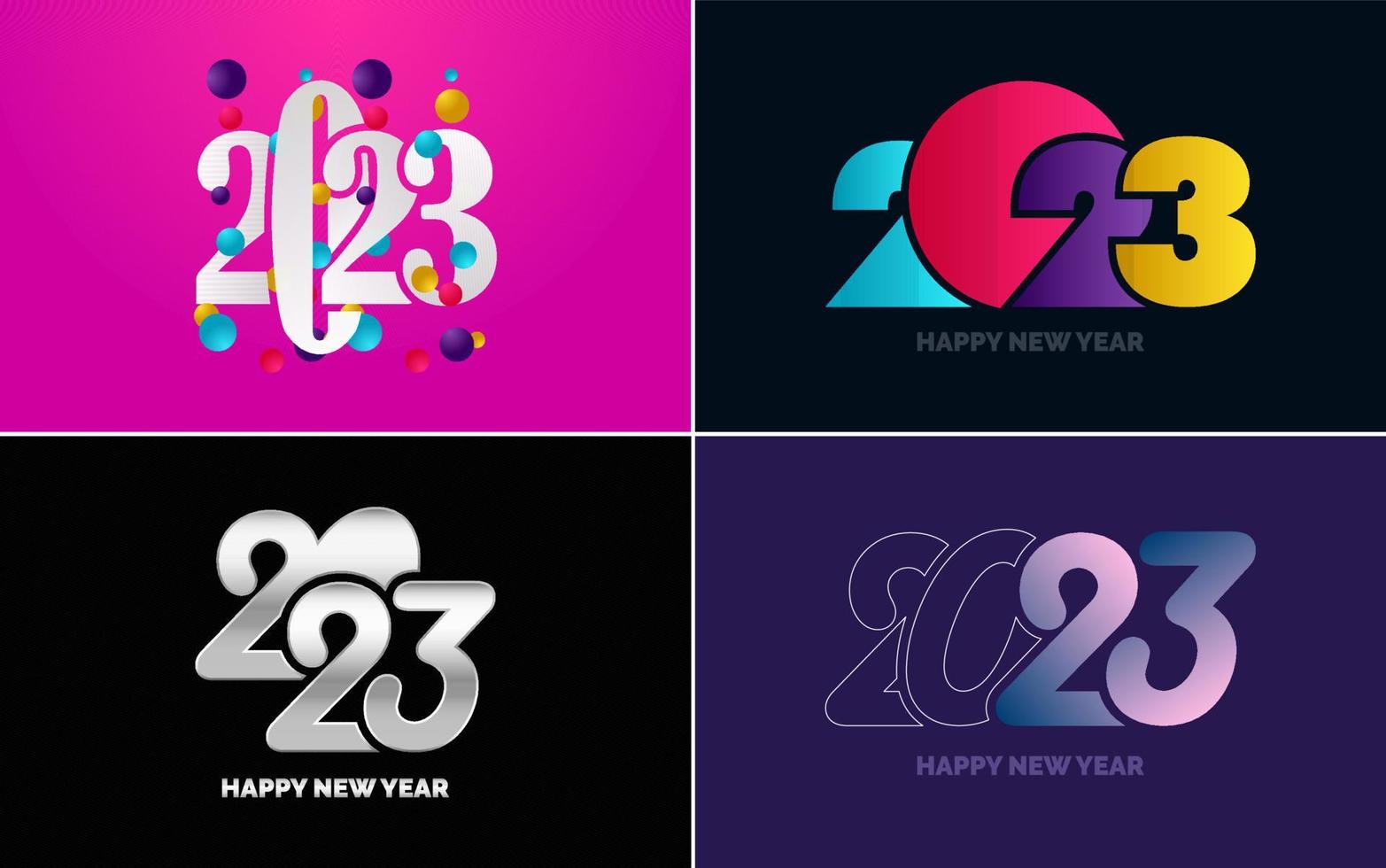 gran conjunto de diseño de texto del logo de feliz año nuevo 2023. Plantilla de diseño de número 2023. colección de símbolos de feliz año nuevo 2023 vector