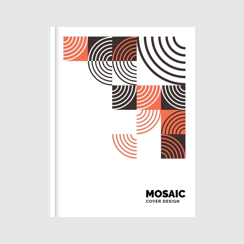 Flat mosaic Book Cover template. Vector Illustration