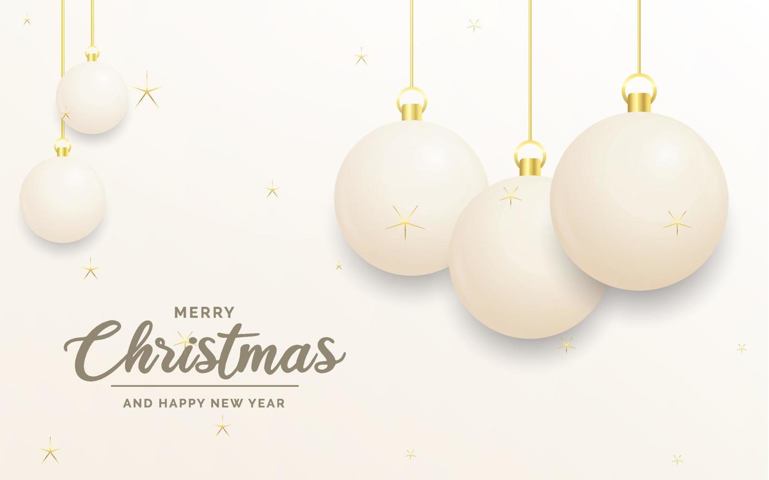 Festive Christmas decoration White and gold christmas balls for website. social networks. blog or your video channel vector