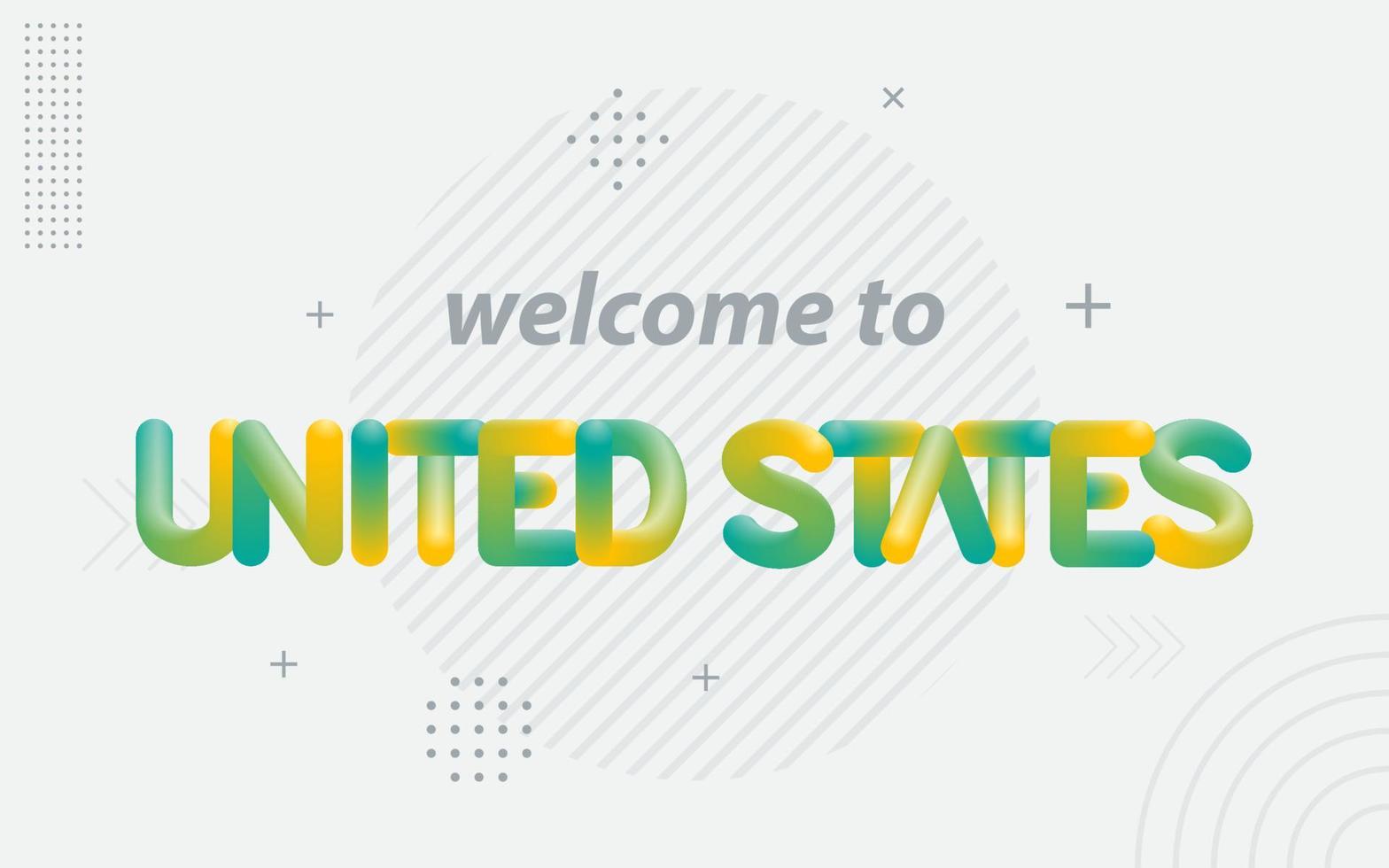 bienvenido a estados unidos. tipografía creativa con efecto de mezcla 3d vector