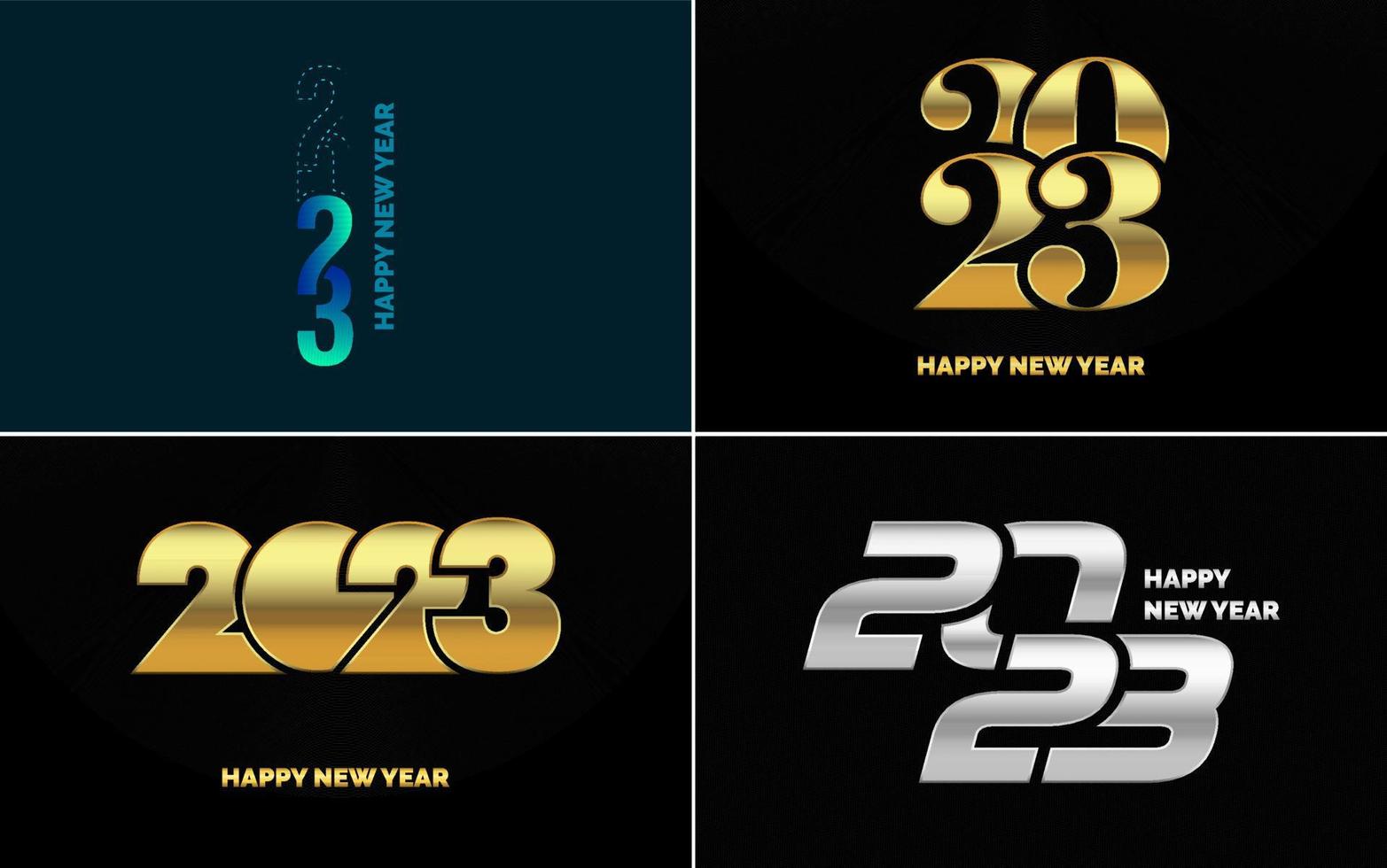 Happy New Year 2023 text design Pack. for Brochure design template. card. banner vector