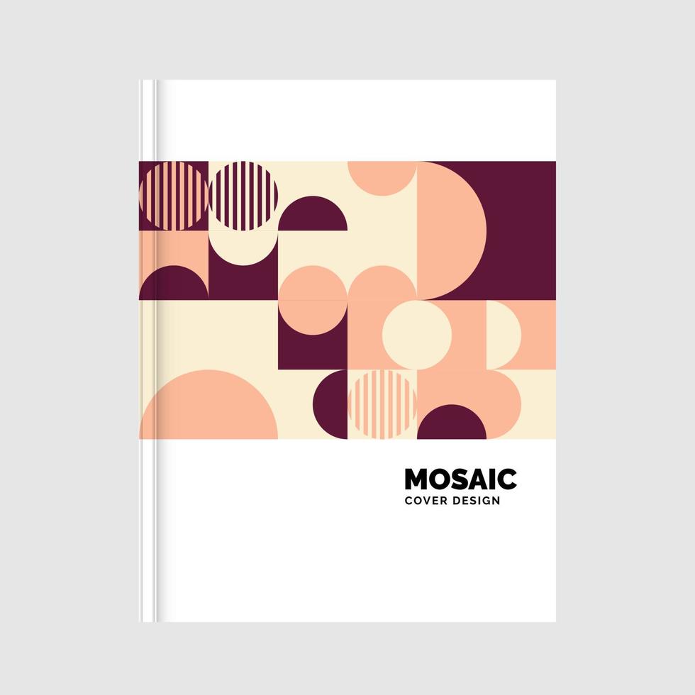 Colorful geometric Mosaic Book Cover Design. Vector Illustration