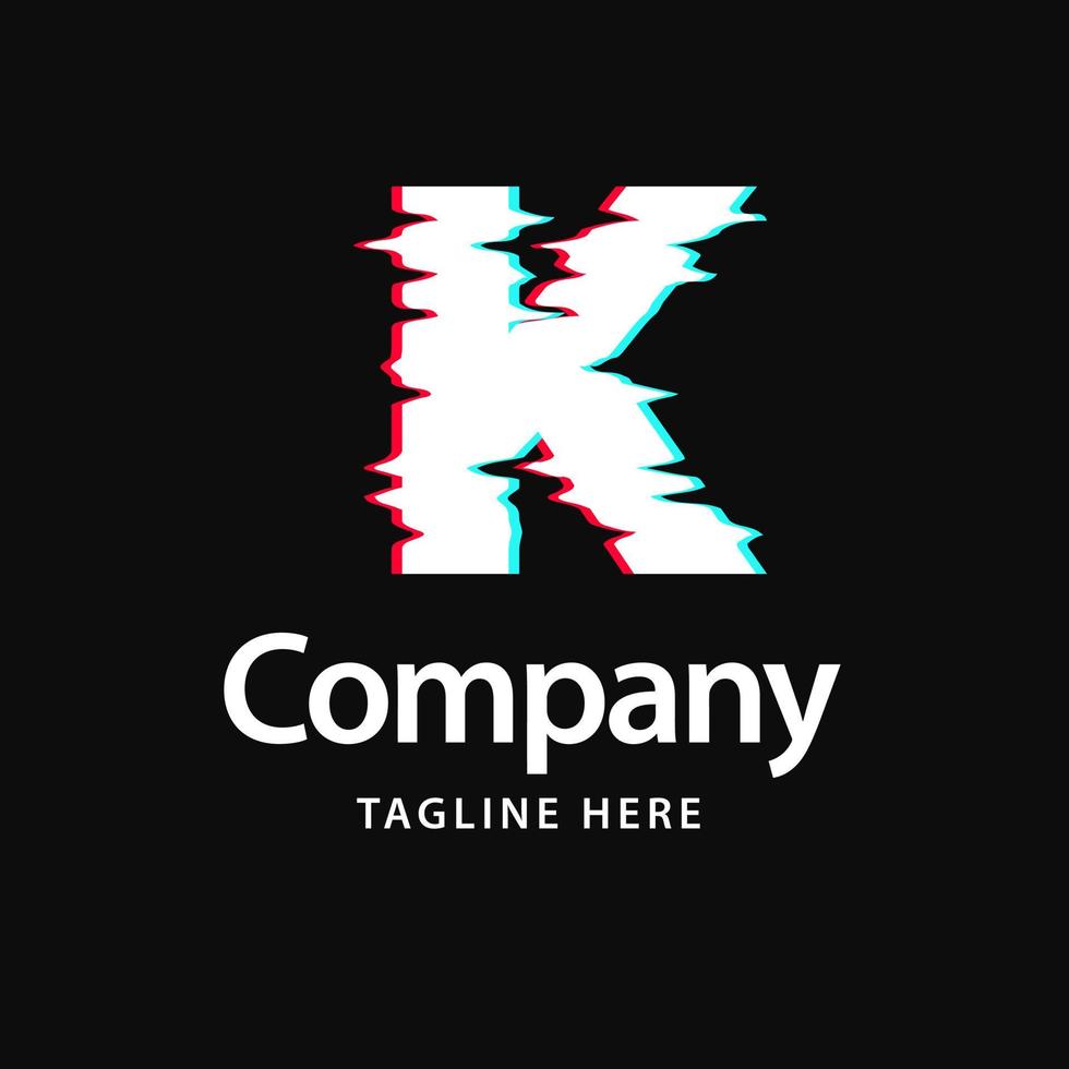 K Glitch Logo. Business Brand identity design vector