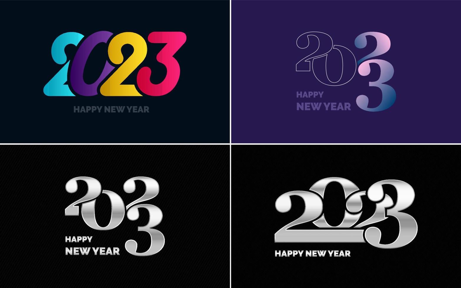 Happy New Year 2023 text design Pack. for Brochure design template. card. banner vector