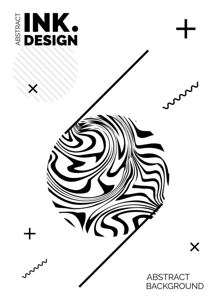 Black Lines Poster Template. Trendy abstract wavy backgrounds vector
