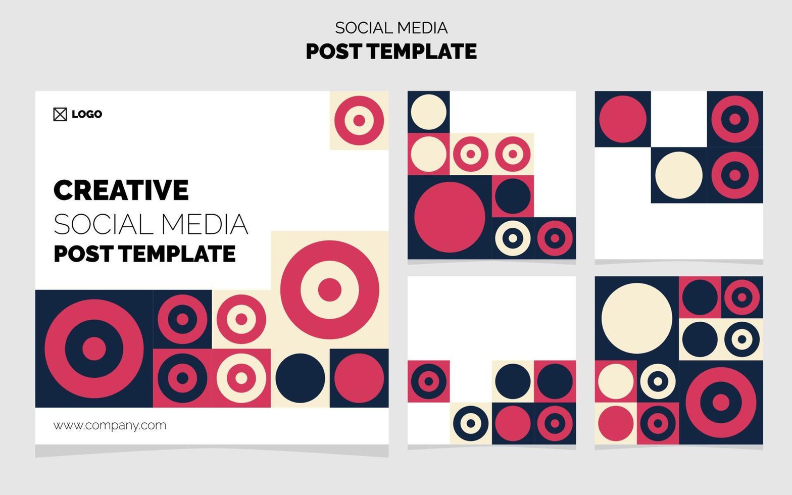 Social Media Post Template Pack. 5 Different Post Design Geometric Background vector