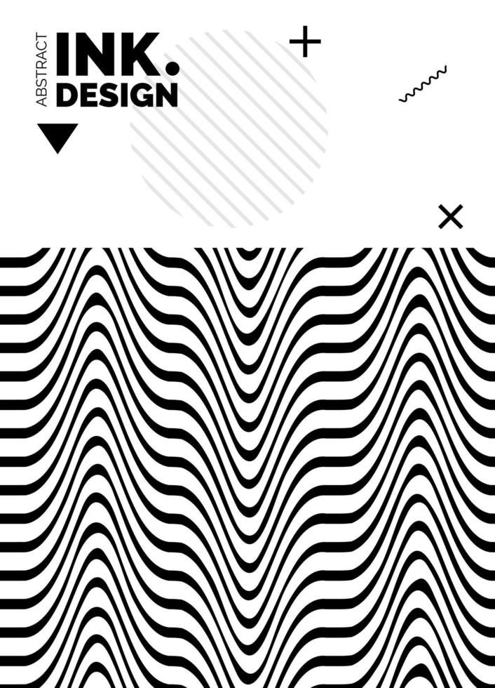 Black Lines Poster Template. Trendy abstract wavy backgrounds vector