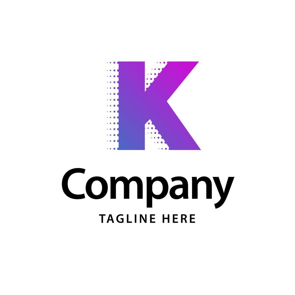 k logotipo morado. diseño de identidad de marca comercial vector
