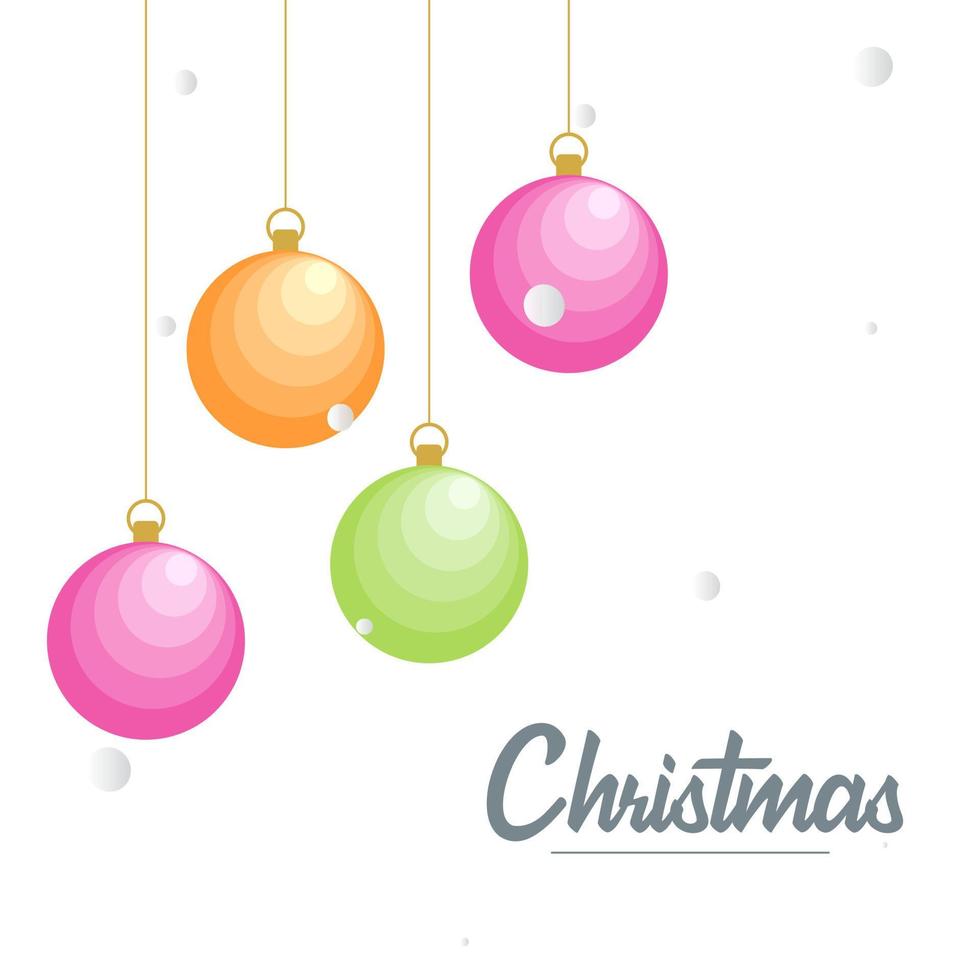 plano feliz navidad brillante bola decorativa elementos colgando fondo vector