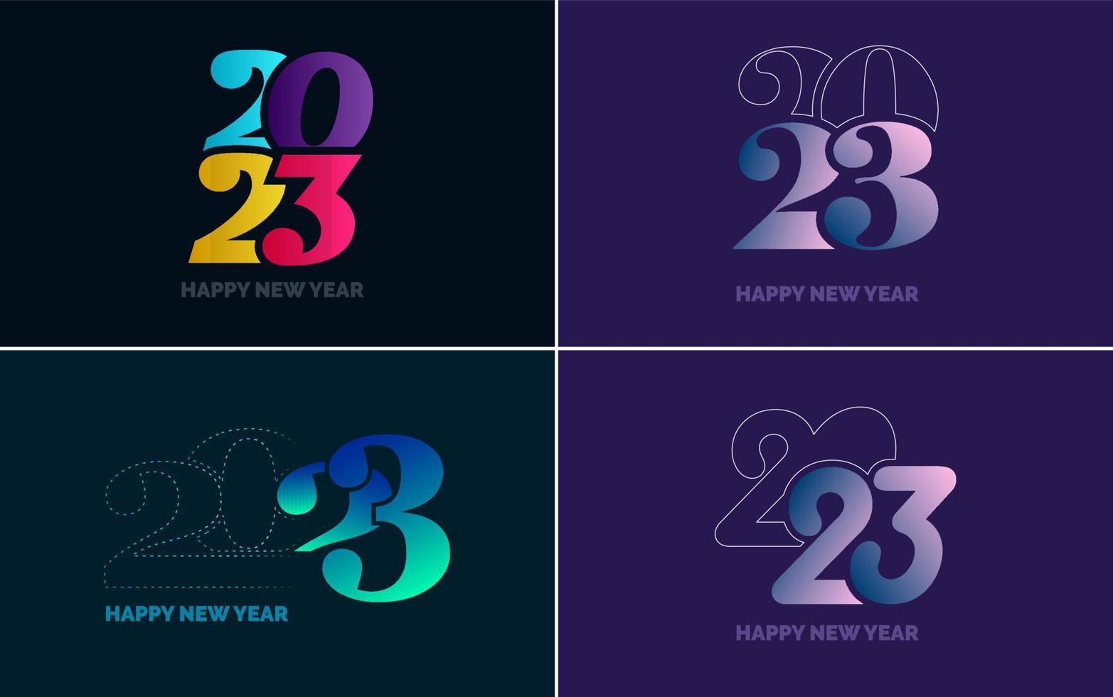 Happy New Year 2023 text design Pack. for Brochure design template. card. banner vector
