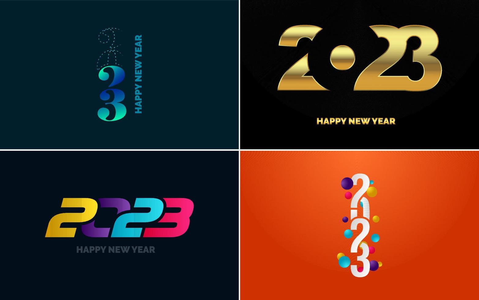 gran conjunto de diseño de texto del logo de feliz año nuevo 2023. Plantilla de diseño de número 2023. colección de símbolos de feliz año nuevo 2023 vector