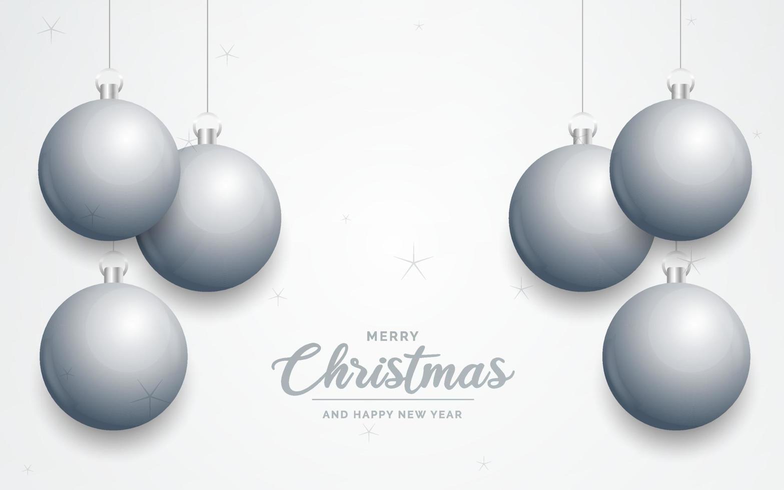 Elegant shiny white Christmas background with Silver baubles and place for text vector