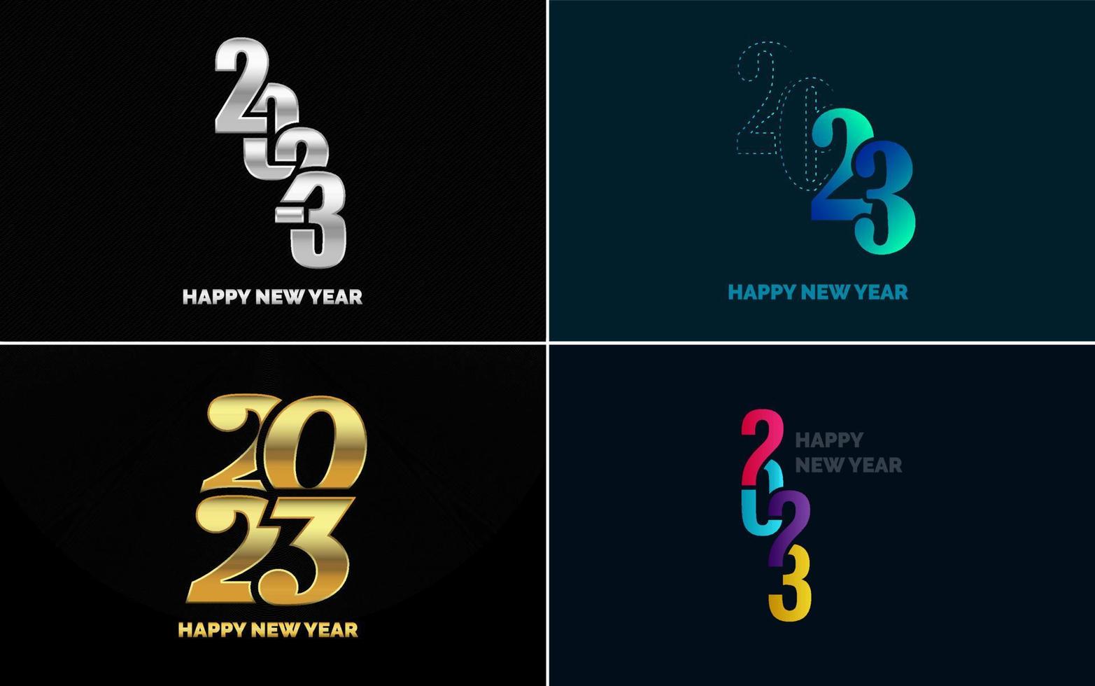 Happy New Year 2023 text design Pack. for Brochure design template. card. banner vector