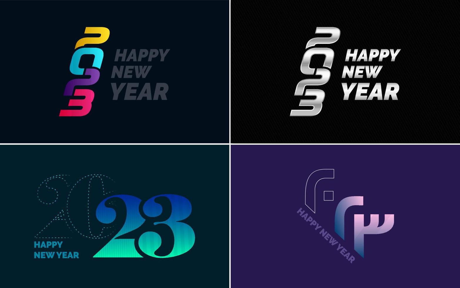 Happy New Year 2023 text design Pack. for Brochure design template. card. banner vector