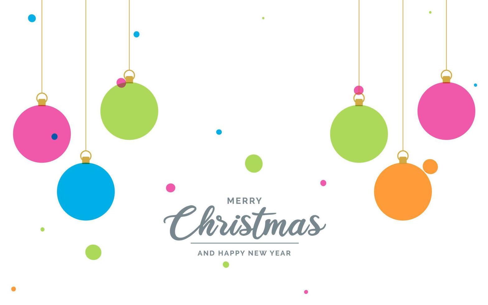 Flat merry christmas decorative Ball elements hanging background vector