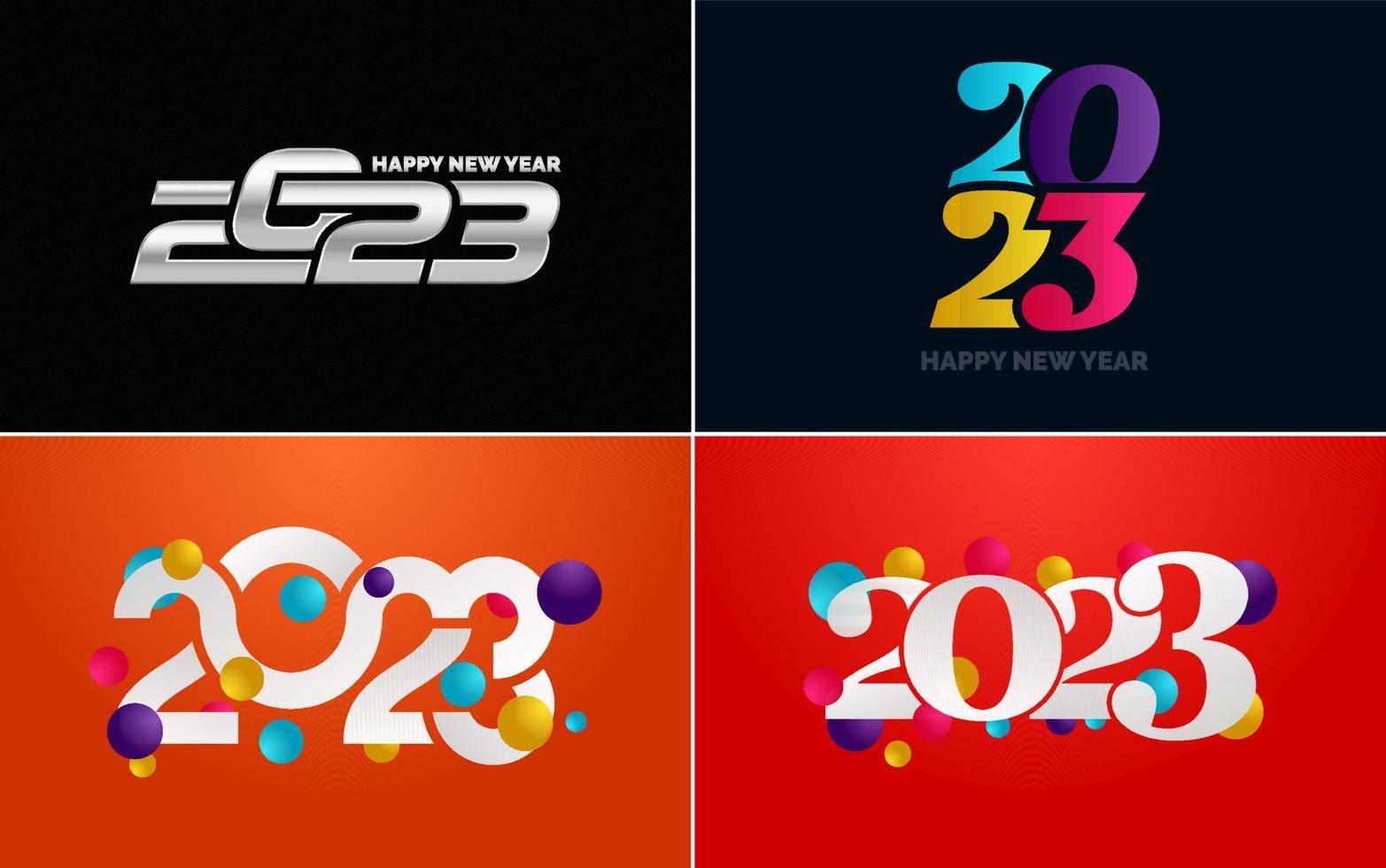 gran conjunto 2023 feliz año nuevo diseño de texto de logotipo negro. Plantilla de diseño de 20 23 números. colección de símbolos de 2023 feliz año nuevo vector