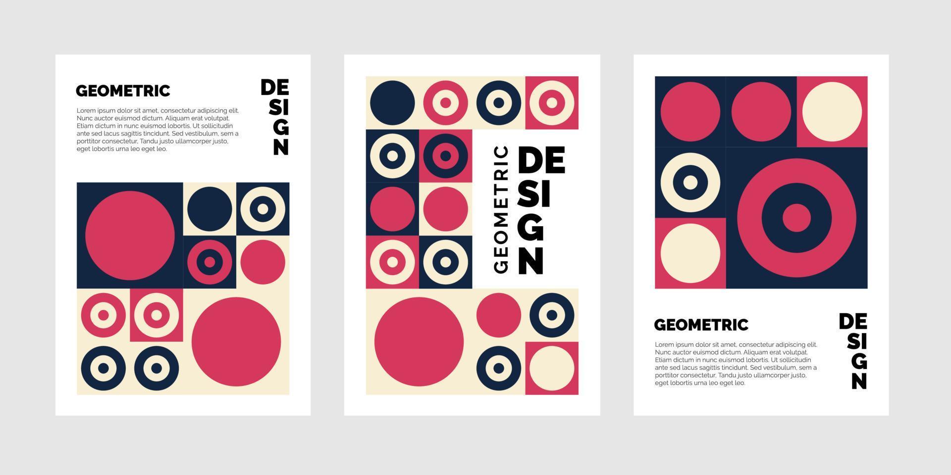 Geometric Trifold brochure Template with squares vector