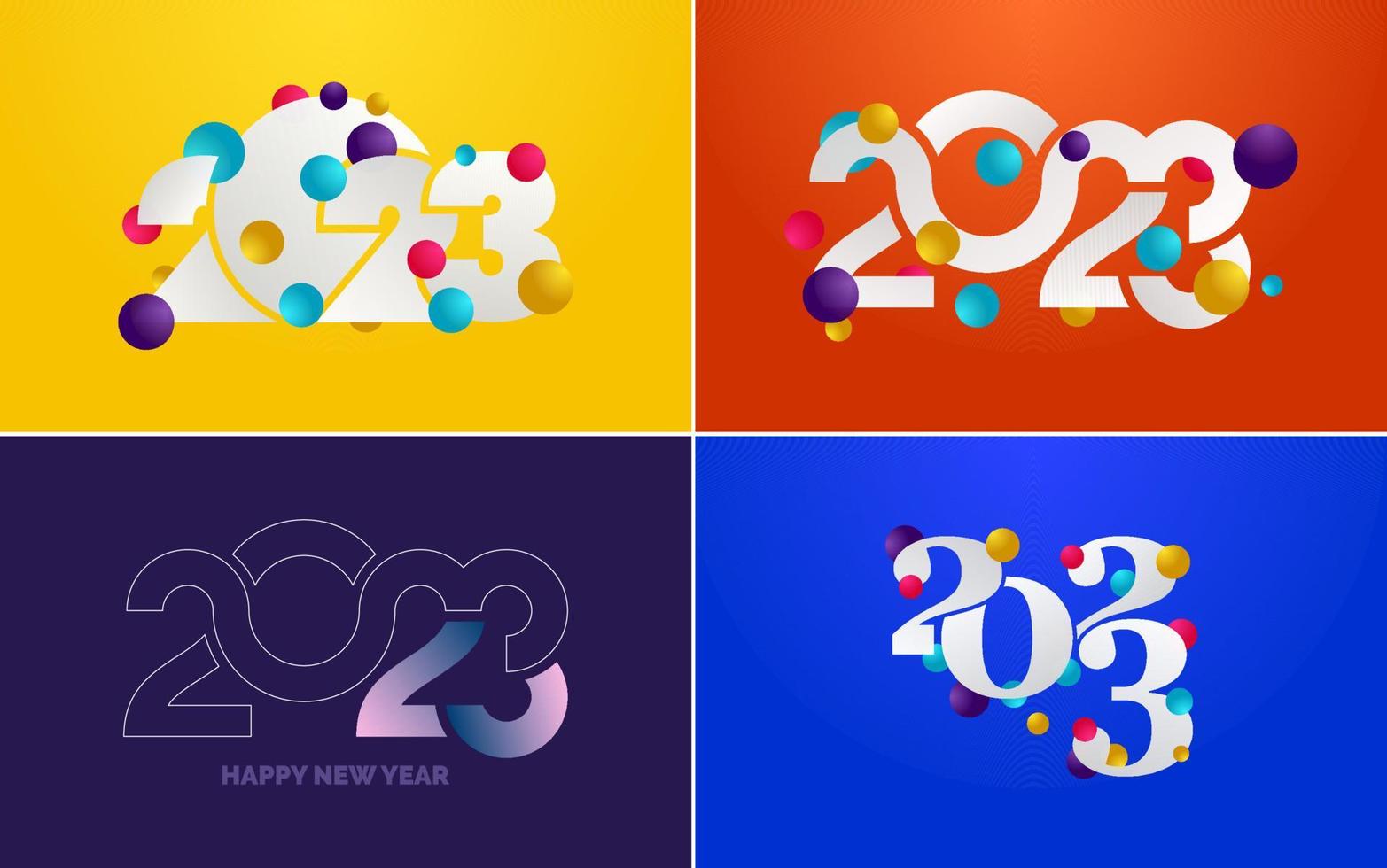 Big Set of 2023 Happy New Year logo text design. 2023 number design template. Collection of 2023 Happy New Year symbols vector