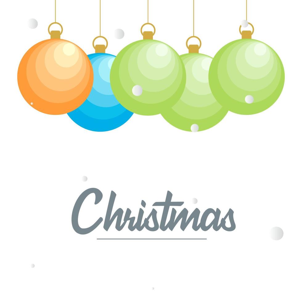 Flat merry christmas Glossy  decorative Ball elements hanging background vector