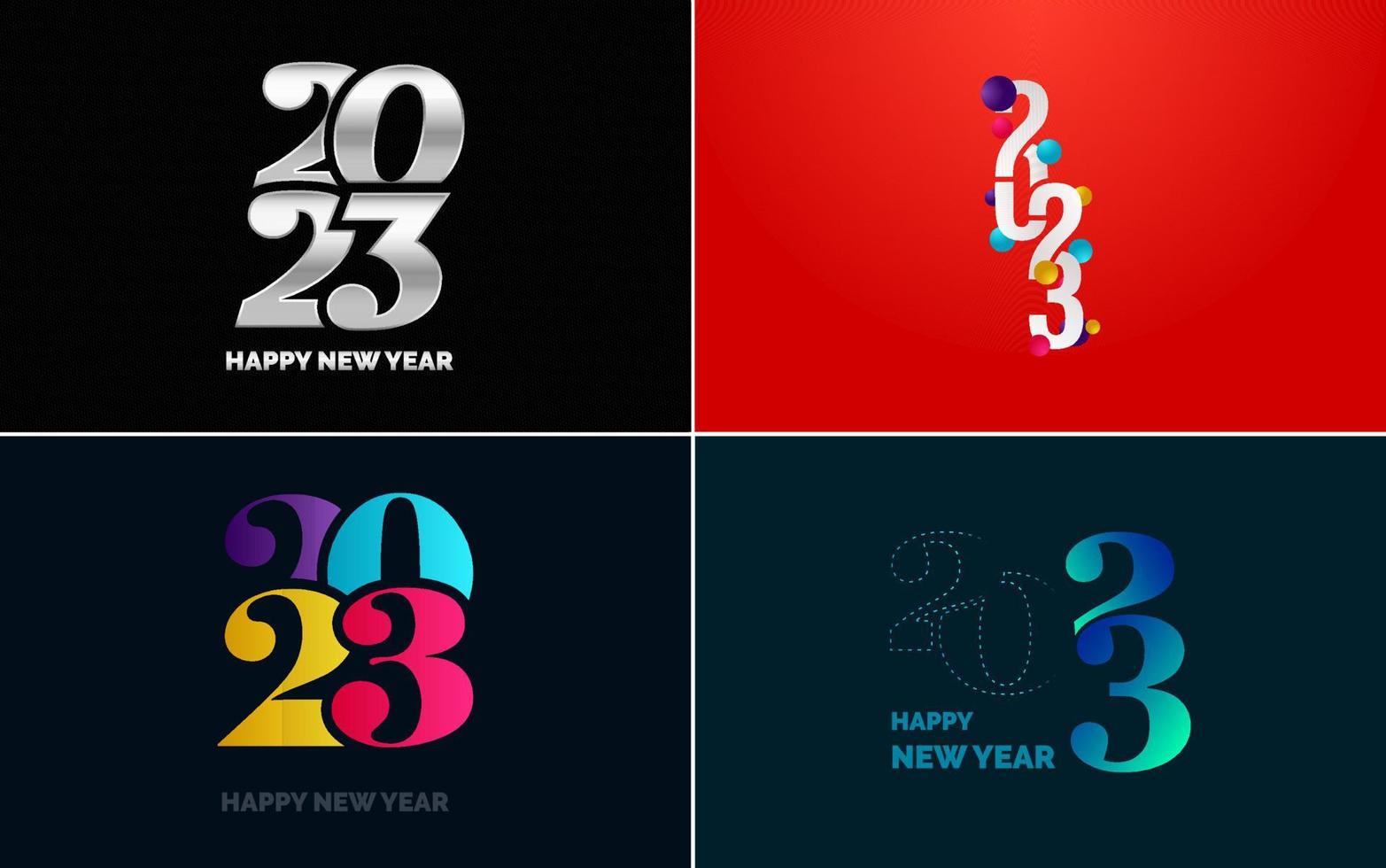 Happy New Year 2023 text design Pack. for Brochure design template. card. banner vector