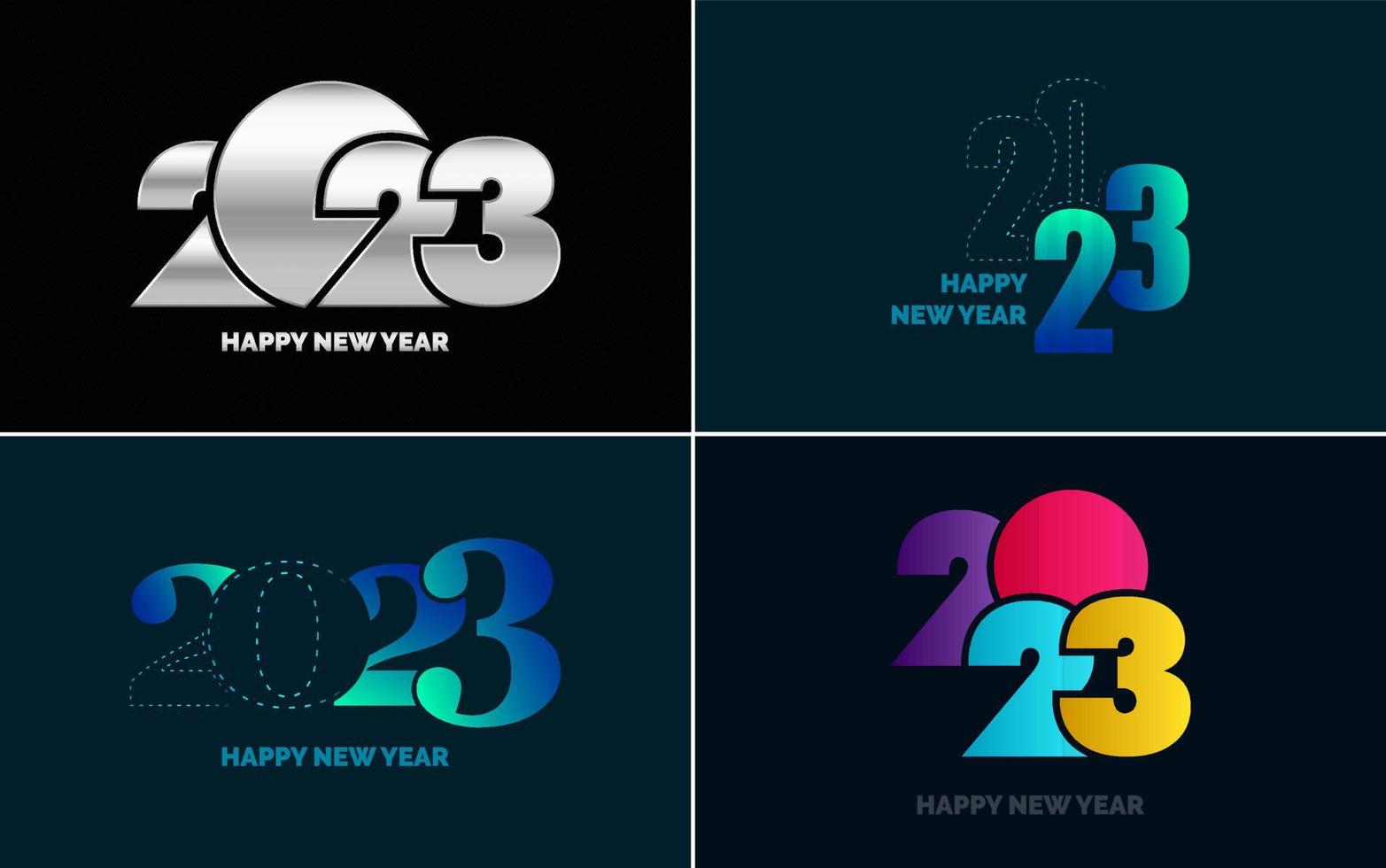 Big Set of 2023 Happy New Year logo text design. 2023 number design template. Collection of 2023 Happy New Year symbols vector
