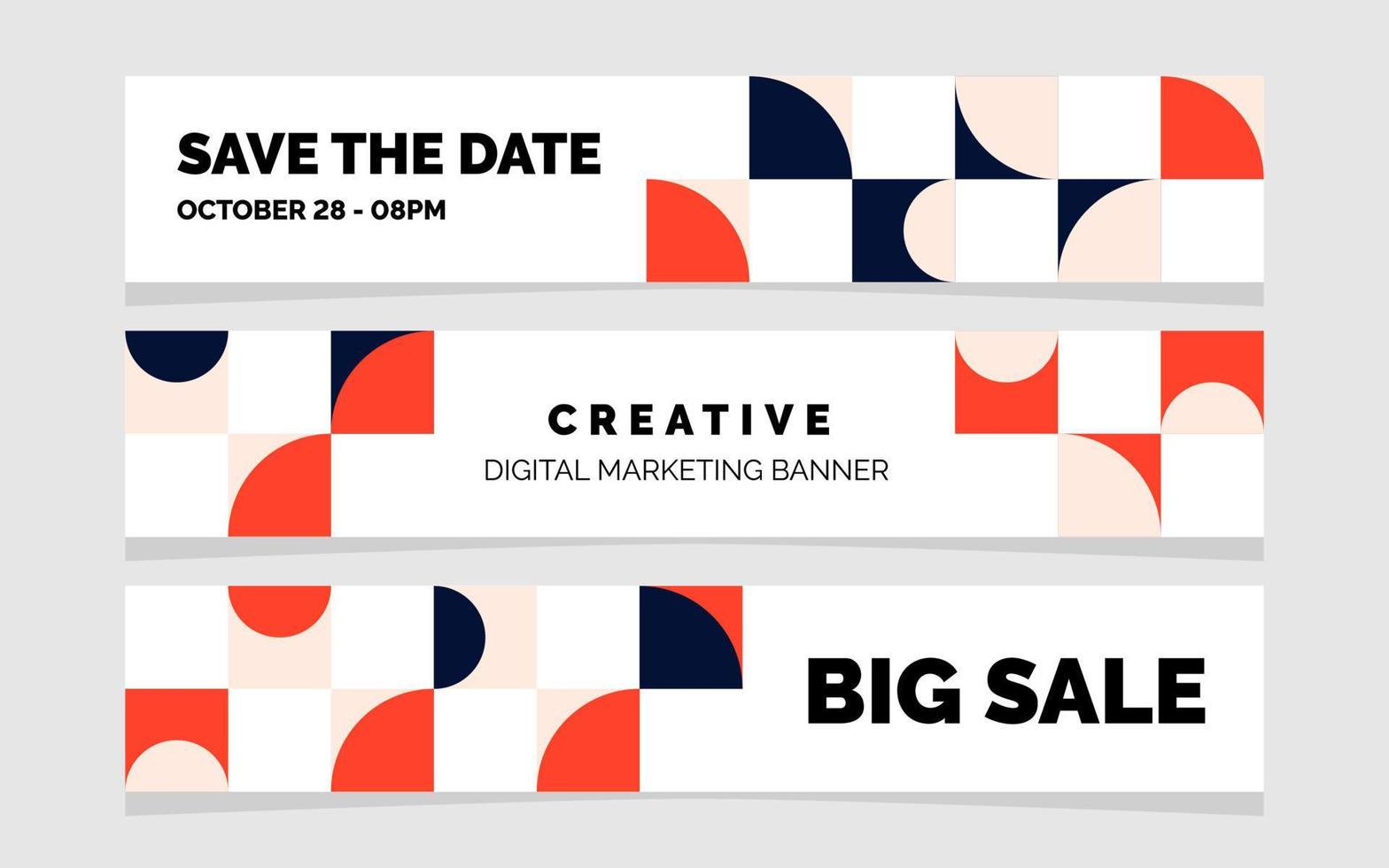 Save the Date. Creative Digital Marketing and Big Sale Geometric Banner vector