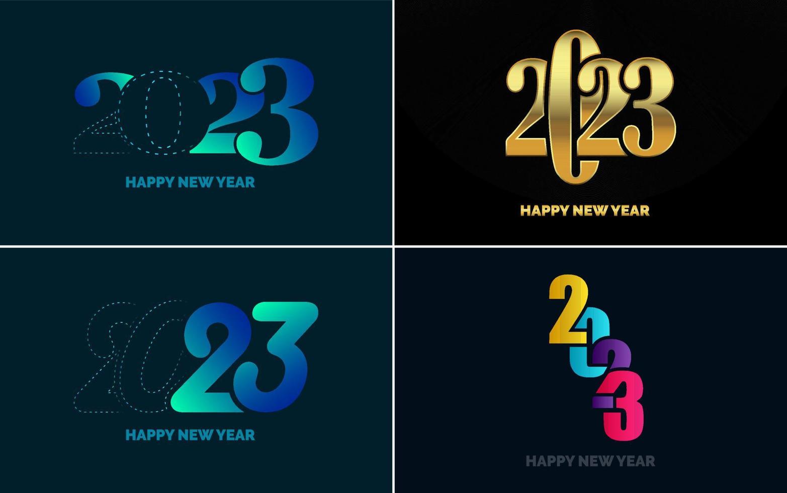 Happy New Year 2023 text design Pack. for Brochure design template. card. banner vector