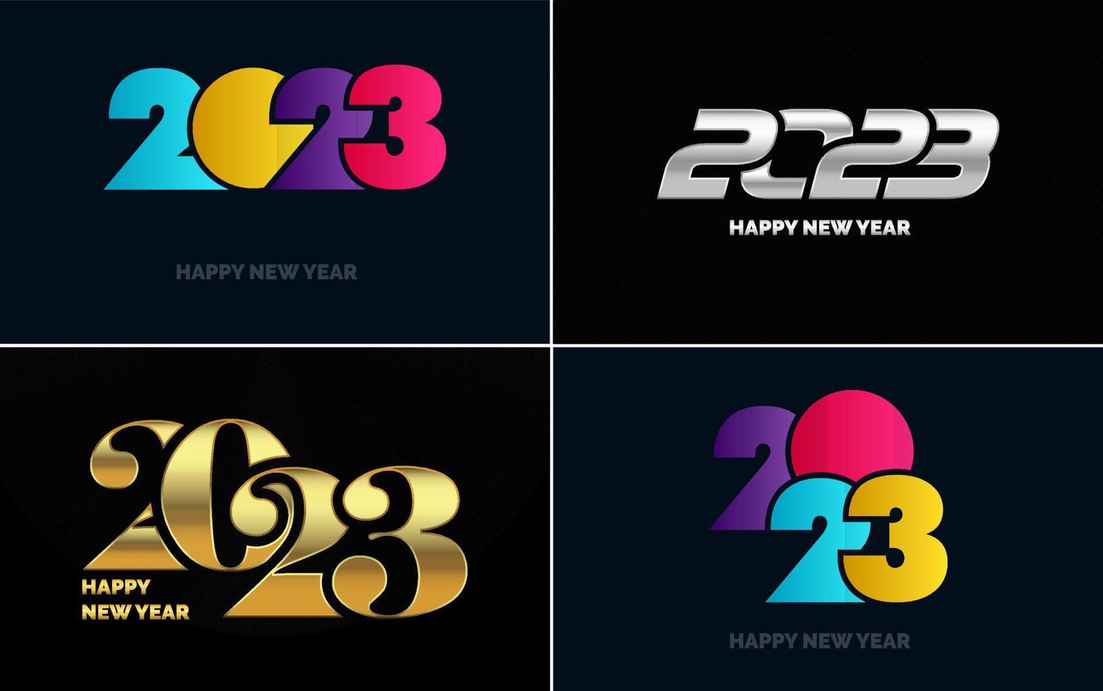 Happy New Year 2023 text design Pack. for Brochure design template. card. banner vector