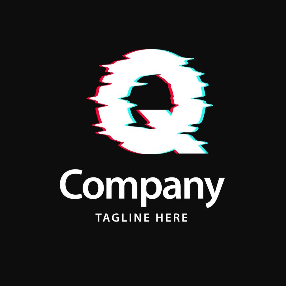 Q Glitch Logo. Business Brand identity design vector