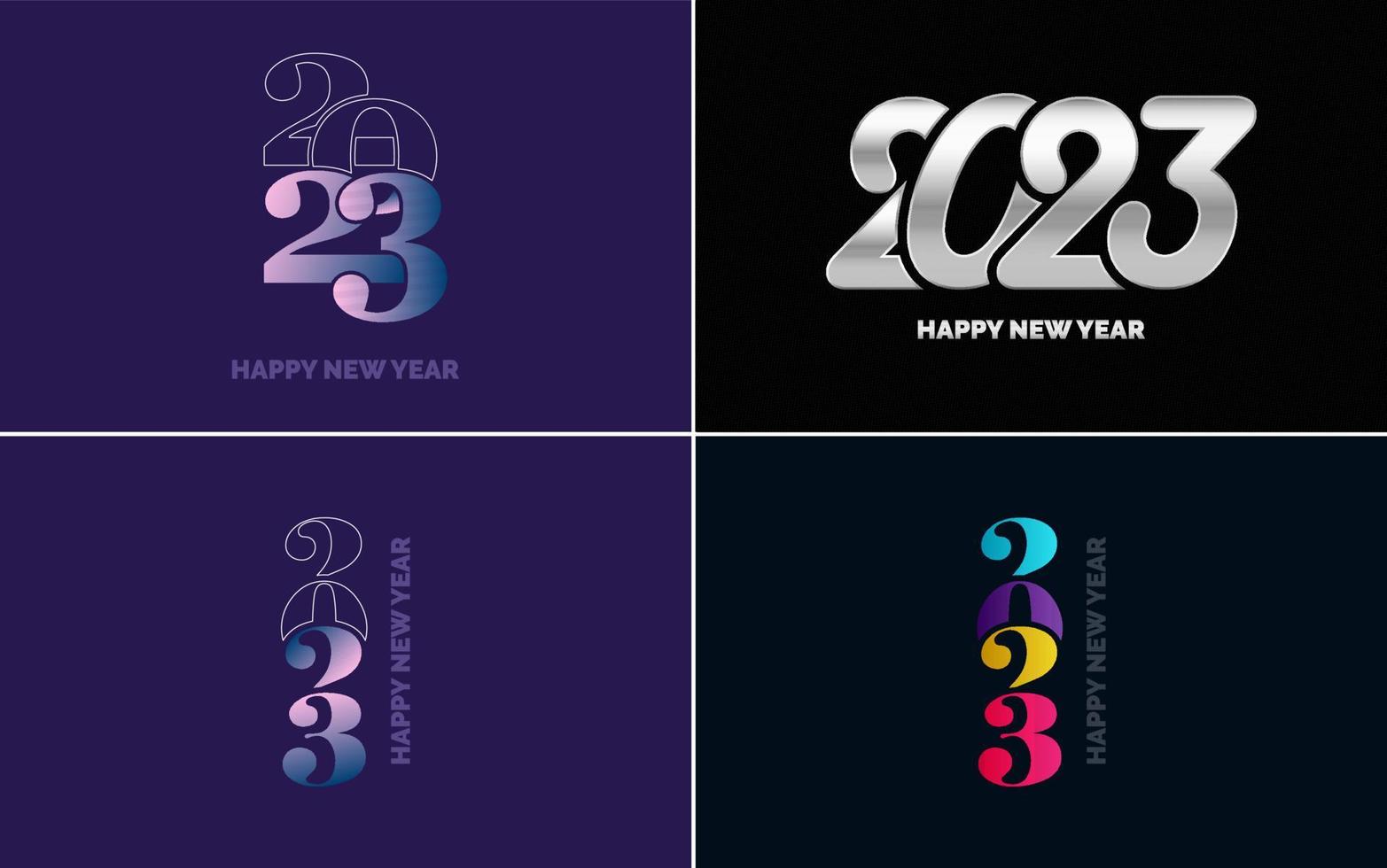 gran conjunto de diseño de texto del logo de feliz año nuevo 2023. Plantilla de diseño de número 2023. colección de símbolos de feliz año nuevo 2023 vector