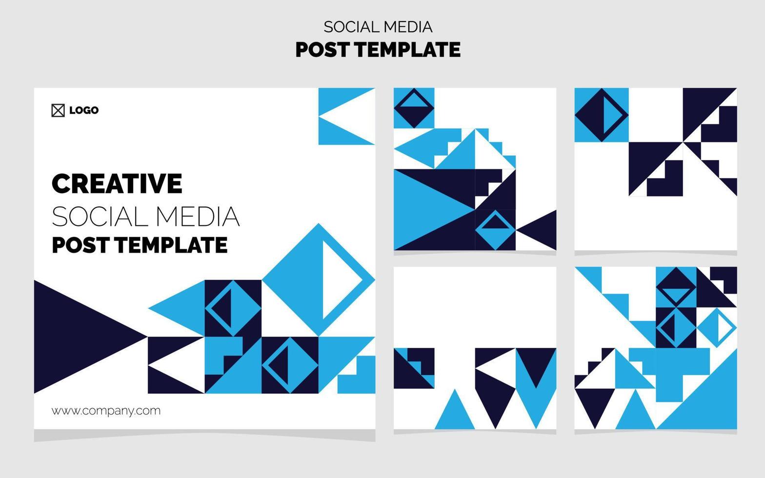 Social Media Post Template Pack. 5 Different Post Design Geometric Background vector